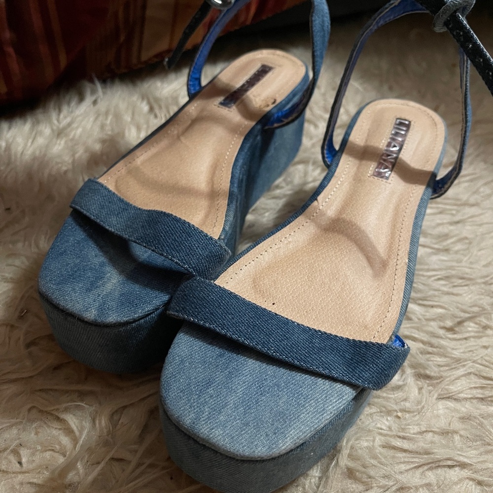 Liliana Blue Denim Platform Sandals